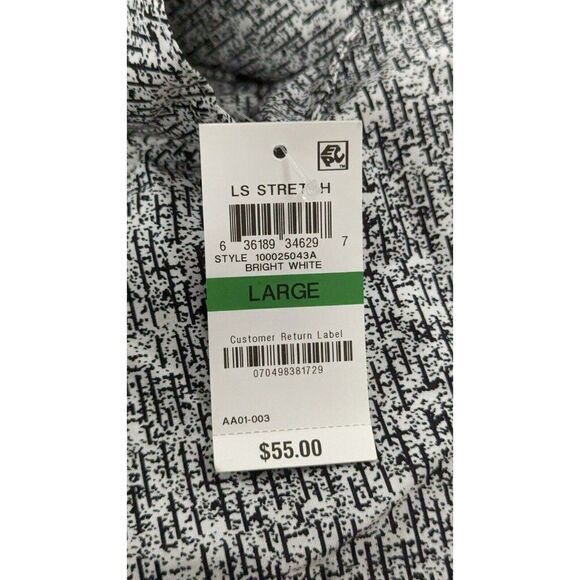 Alfani Mens Size Large Bright White Stretch Long Sleeve Collared Button-Up Shirt - Picture 9 of 10
